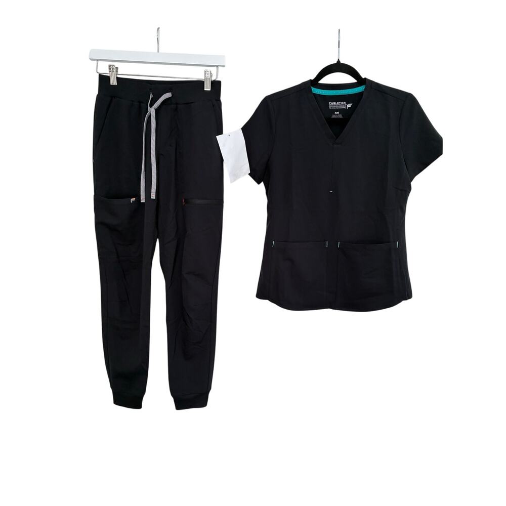Fabletics NWOT XXS Black Pride Scrub Joggers & XXS Scrub Top READ